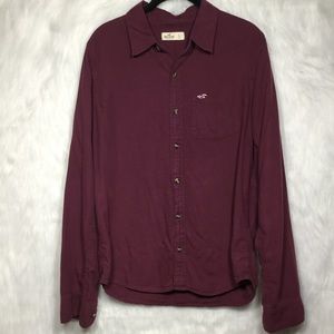 [Hollister] Burgundy Button Up Flannel Shirt